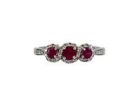 14K White Gold 0.45cttw Genuine Ruby Ring and 0.18cttw Diamond Ring, size 7