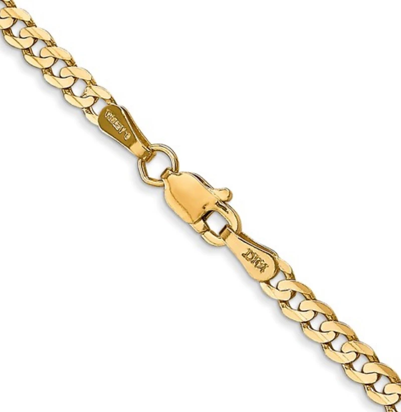 14K Yellow Gold Open Concave Curb Chain