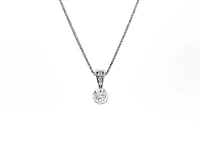 14K White Gold 0.49cttw Diamond Solitaire Pendant, 18"