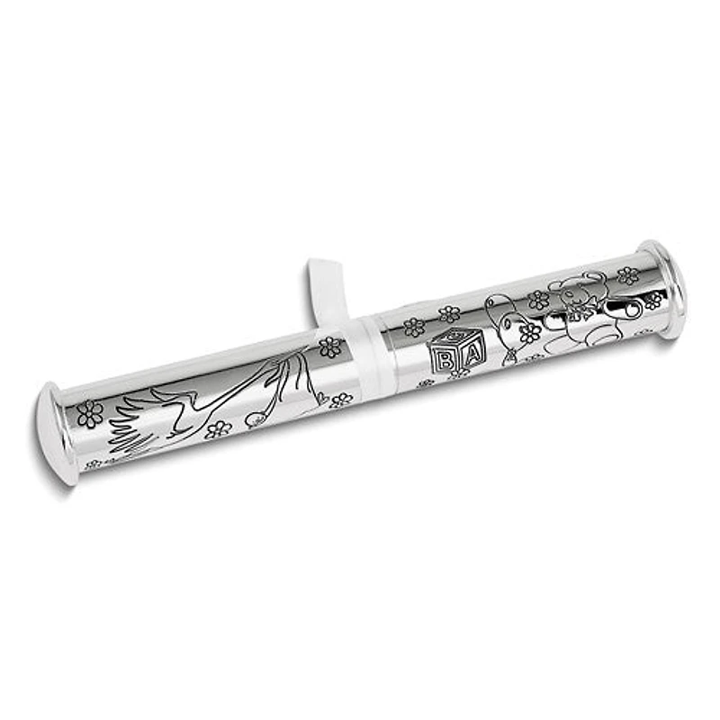 Silver-plated Birth Certificate Holder, First Tooth, and First Curl in Wooden Memory Box Set