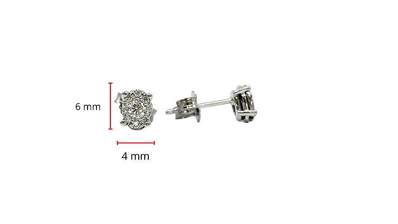 10K White Gold 0.22cttw Diamond Oval Cluster Shaped Stud Earrings