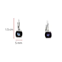 10K White Gold 5mm Cushion Cut Created Alexandrite and 0.01cttw Diamond Earrings