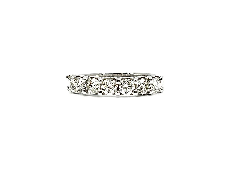 14K White Gold 0.75cttw Diamond Anniversary Claw Set Ring / Band, size 6.5
