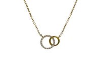 10K White & Yellow Gold 0.09cttw Diamond Double Infinity / Circle Necklace, 18"