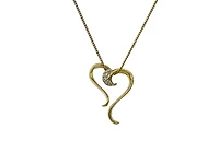 10K Yellow Gold 0.015cttw Diamond Heart Pendant, 18"
