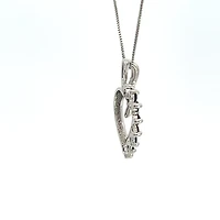 10K White Gold 0.03 cttw Diamond and Sapphire Heart Pendant, 18"