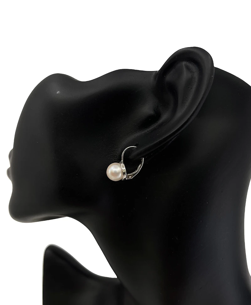 14K White Gold Cultured Pearl Earrings with Lever Backs