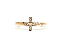 14K Rose Gold Cross 0.17cttw Diamond Ring, size 6.5