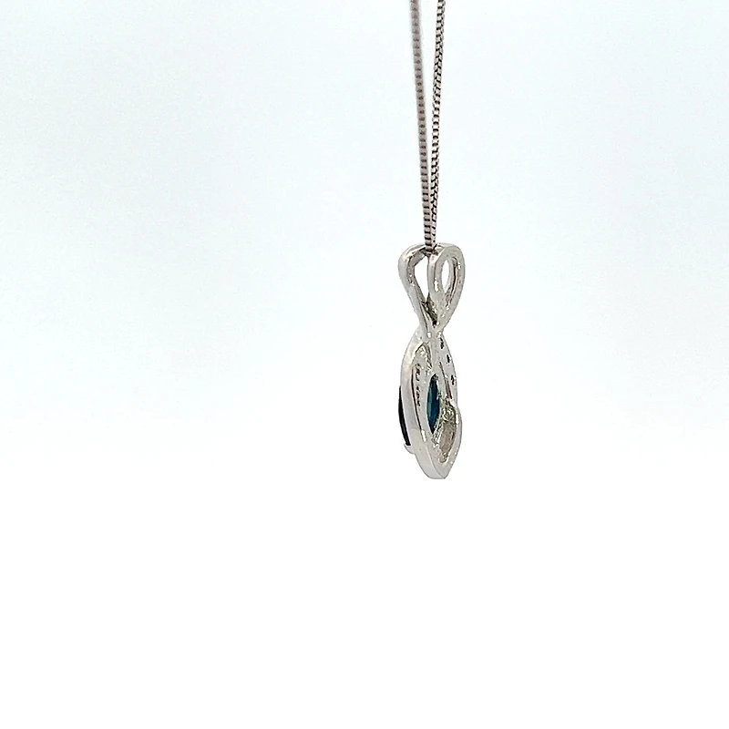 10K White Gold Sapphire and Diamond Pendant - 18"