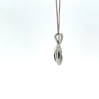 10K White Gold Sapphire and Diamond Pendant - 18"