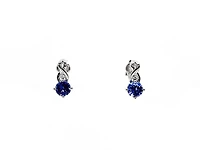 10K White Gold 1.10cttw Genuine Tanzanite & 0.012cttw Diamond Earrings