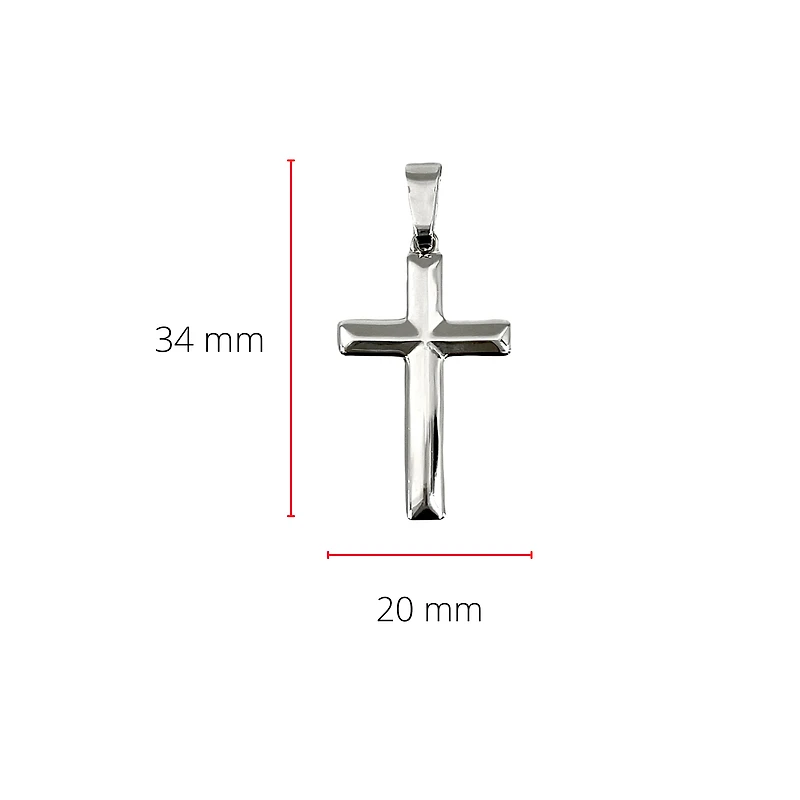 925 Sterling Silver 34mm x 20mm Hollow Pyramid Style Cross Charm