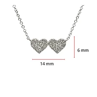 14K White Gold 0.18cttw Diamond Double Heart Pendant, 18"