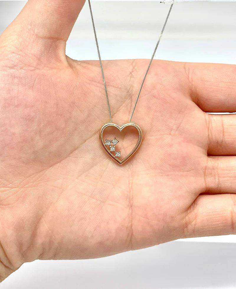 10K White & Rose Gold 0.02cttw Diamond Heart Pendant, 18"