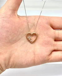 10K White & Rose Gold 0.02cttw Diamond Heart Pendant, 18"