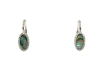14K White Gold Abalone Shell and 0.14cttw Diamond Earrings