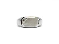 10K White Gold 0.007cttw Diamond Signet Ring - /