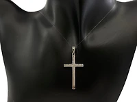 925 Sterling Silver 40mm x 21mm Hollow Cross Charm with "JESUS" Engraved