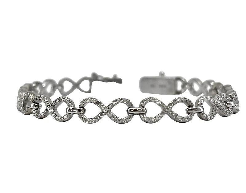 14K White Gold 2.10cttw Diamond Infinity Tennis Bracelet, 7"
