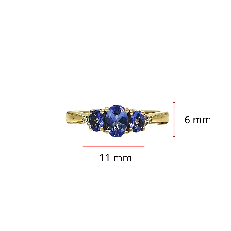 10K Yellow Gold Tanzanite & Diamond Ring, size 7