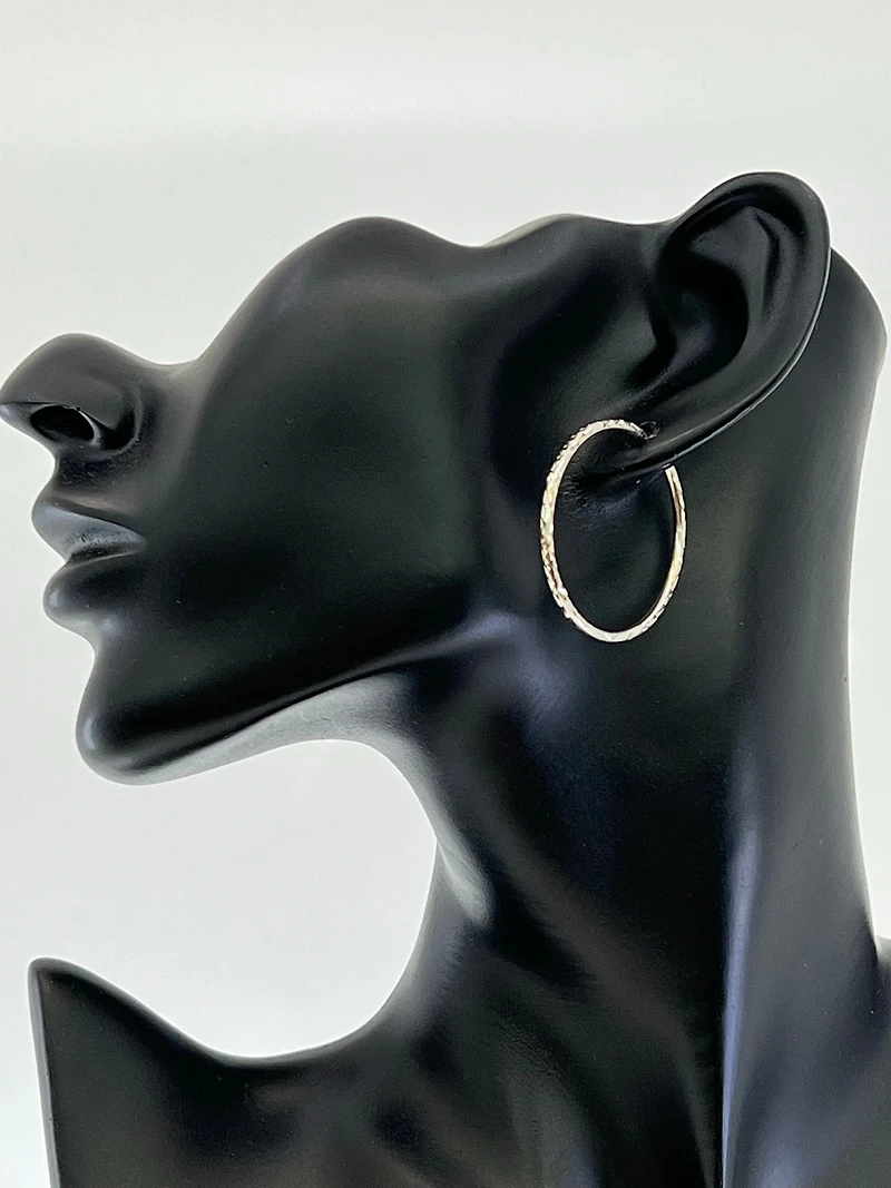 10K White Gold 35mm Sleeper/Keeper/Hoop Earrings