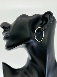 10K White Gold 35mm Sleeper/Keeper/Hoop Earrings