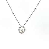10K White Gold Diamond 0.075cttw Round Cut Pendant 18"