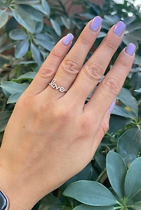 14K White Gold 0.09cttw Diamond Love Ring, size 6.5
