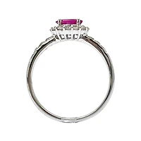 14K White Gold Genuine 0.50cttw Ruby and 0.35cttw Diamond Ring, size 7