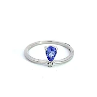 10K White Gold Tanzanite and Diamond Ring - Size 7