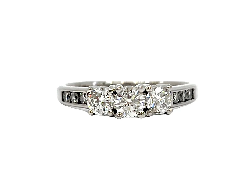14K White Gold 0.75cttw Diamond 3 Stone (Past, Present & Future) Engagement / Anniversary Ring - 4.5