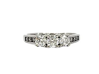 14K White Gold 0.75cttw Diamond 3 Stone (Past, Present & Future) Engagement / Anniversary Ring - 4.5