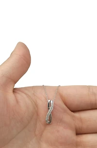 10K White Gold 0.05cttw Diamond Pendant, 18"