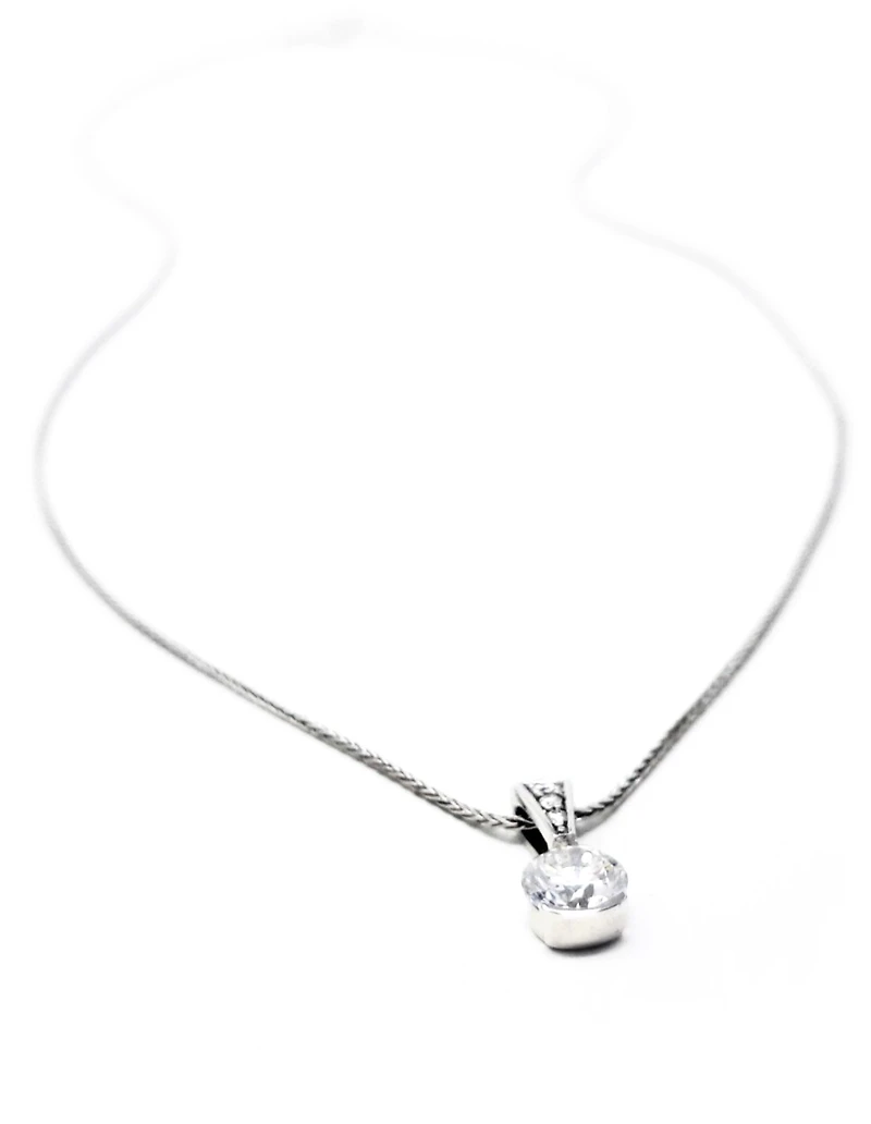 14K White Gold 0.49cttw Diamond Solitaire Pendant, 18"