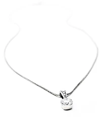 14K White Gold 0.49cttw Diamond Solitaire Pendant, 18"