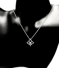 Sterling Silver Canadian Diamond Maple Leaf Pendant, 18"