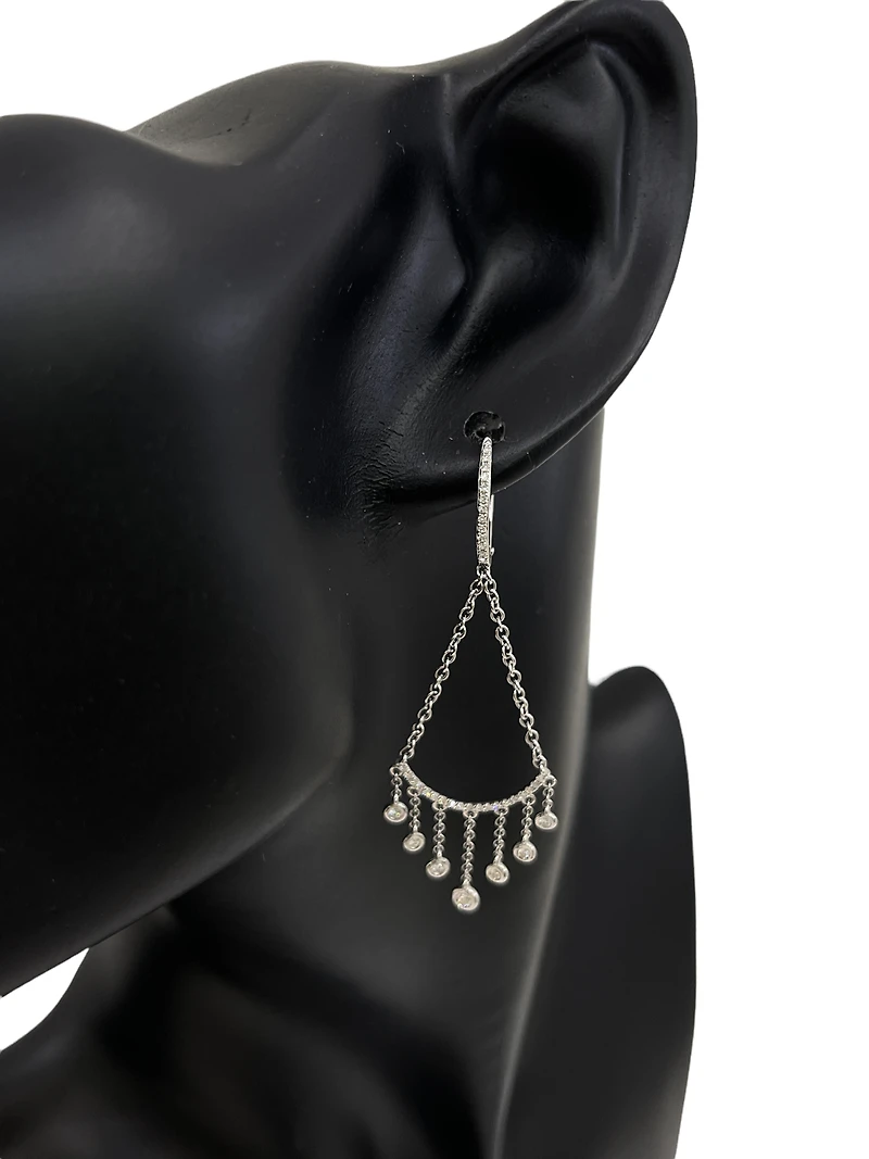 14K White Gold 0.34cttw Dangle Diamond Earrings