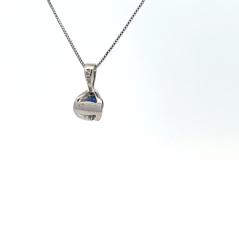 10K White Gold Genuine Sapphire Pendant