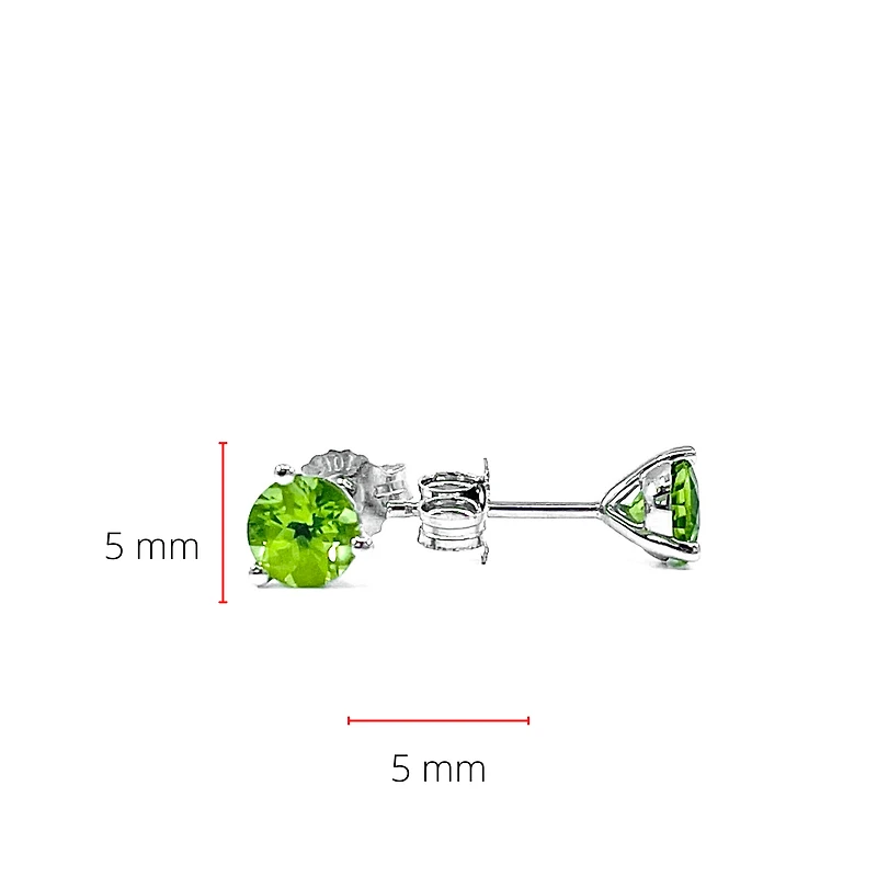 10K White Gold Peridot Earrings - 5mm