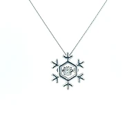10K White Gold 0.02 cttw Canadian Diamond Snowflake Pulse Pendant, 18"