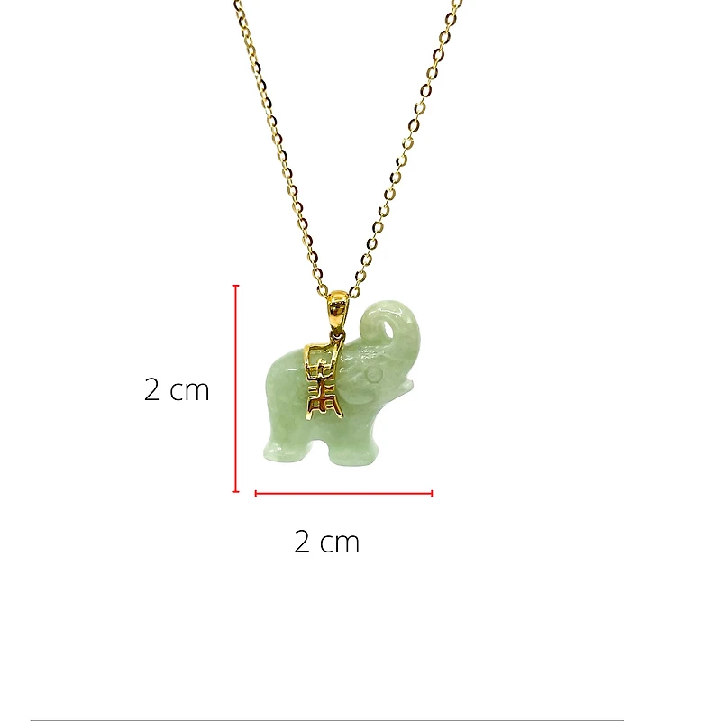 10K Gold Jadeite Elephant Pendant - yellow gold