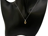 10K White Gold 8x6mm Oval Cut Citrine & 0.022cttw Diamond Pendant, 18"