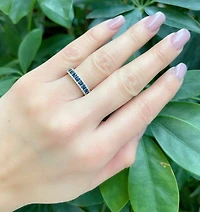 14K White Gold  0.35cttw Genuine Sapphire & 0.8cttw Diamond Ring, size 7