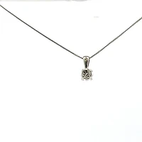 10K White Gold 0.06 cttw Diamond Illusion Set Solitaire Pendant, 18"