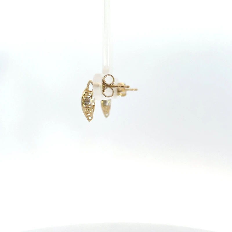 10K Yellow Gold Pulse Diamond Solitaire Earrings 0.02cttw