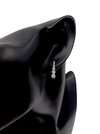 10K White Gold 1.00cttw Diamond Tappered 6 Stone Drop Earrings - 16mm x 4mm