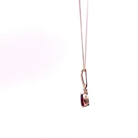 10K Yellow Gold 0.02 cttw Diamond and Garnet Pendant, 18"