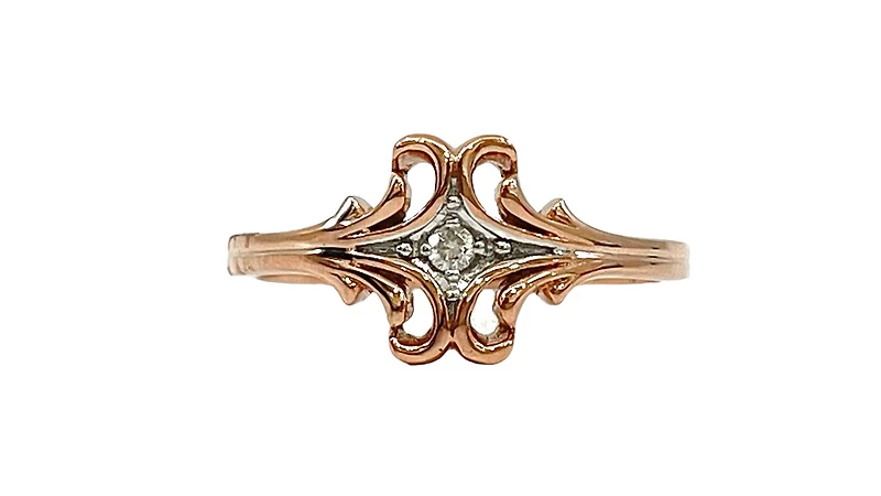 10K Rose Gold 0.03cttw Diamond Ring, size 6