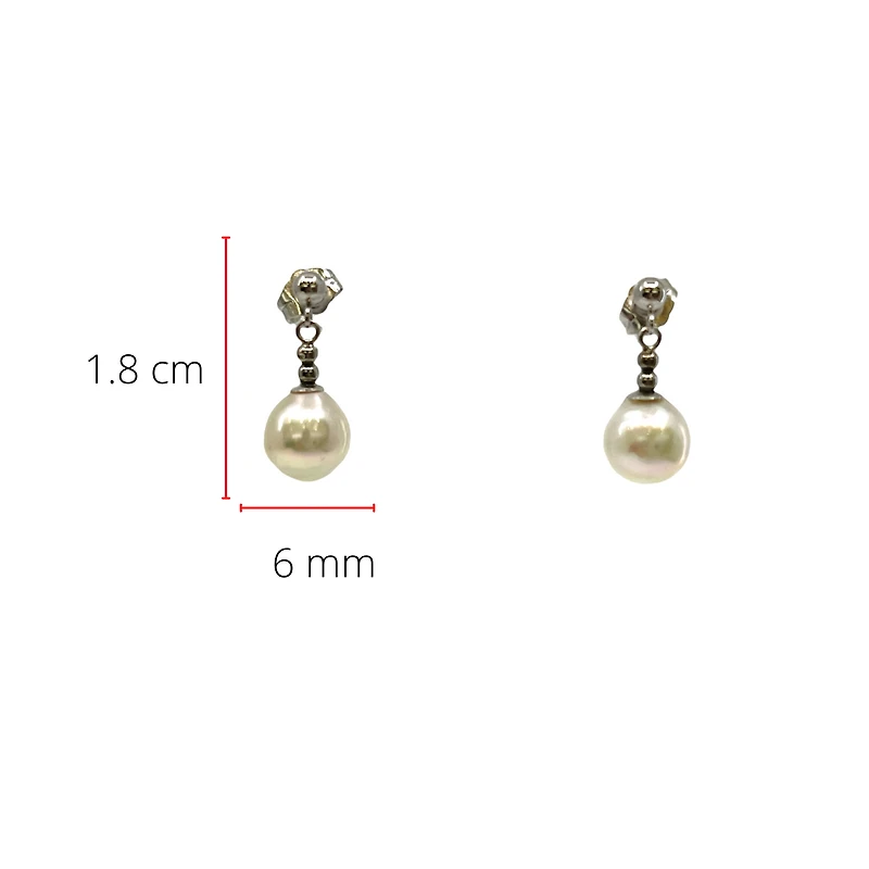 14K White Gold Fresh Water Pearl Earrings