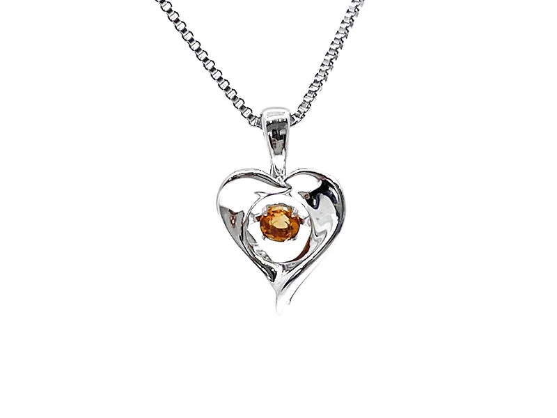Sterling Silver 0.10cttw Citrine Pendant, 18"